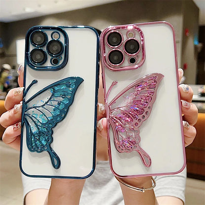 Plating Silicone Clear Glitter Case For iPhone