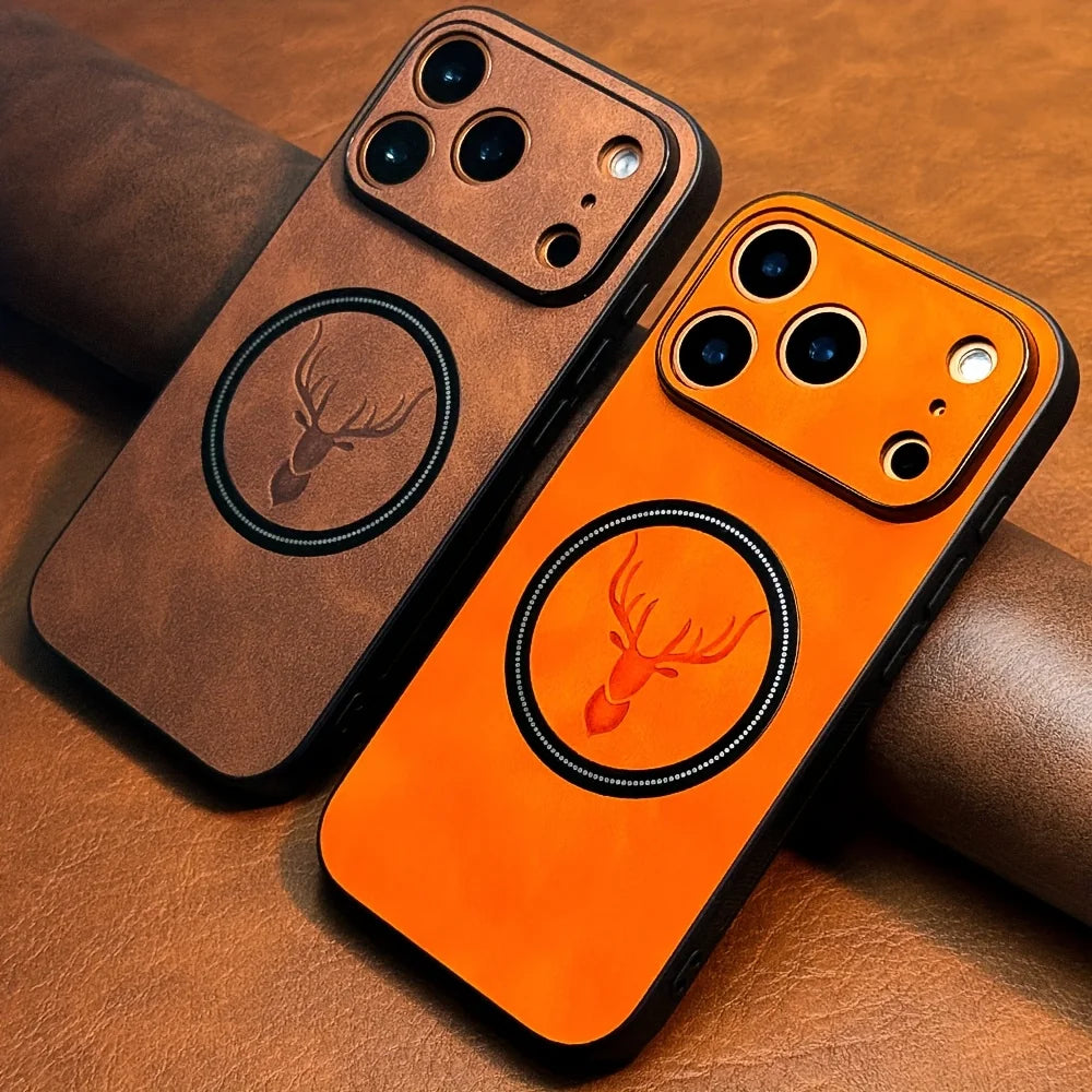 PU Leather Deer Shockproof Case for iPhone