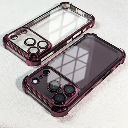 Shockproof Plating Transparent Case for iPhone