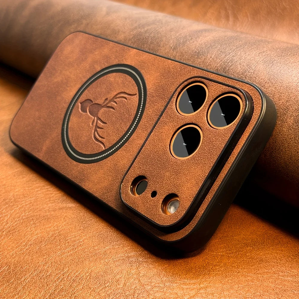 PU Leather Deer Shockproof Case for iPhone