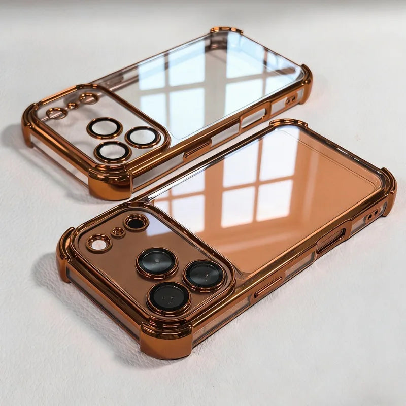 Shockproof Plating Transparent Case for iPhone