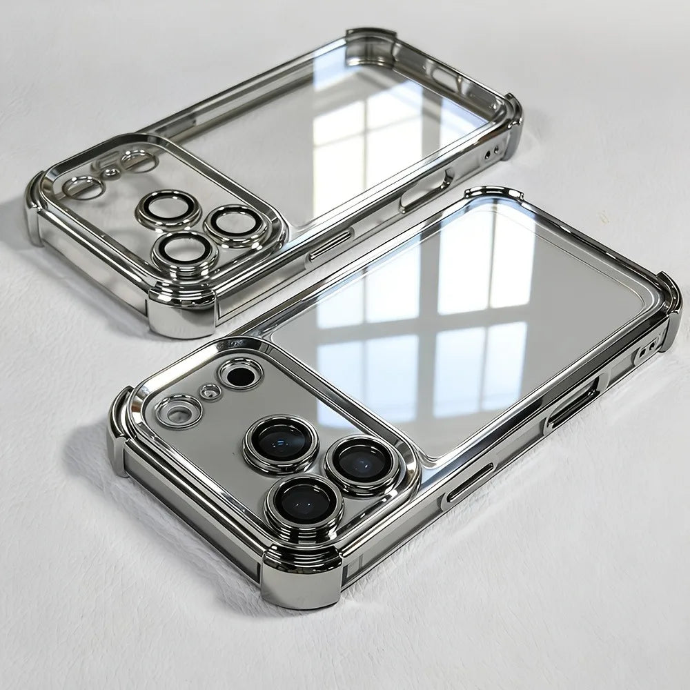 Shockproof Plating Transparent Case for iPhone