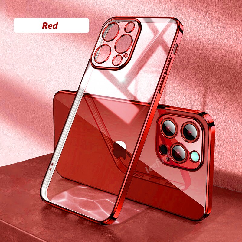 Square Plating Transparent Soft Case For iPhone