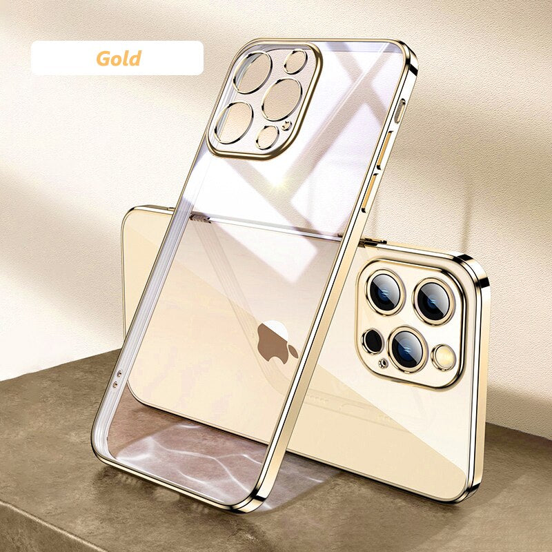 Square Plating Transparent Soft Case For iPhone