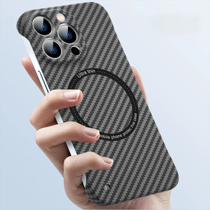 Carbon Fiber Texture Frameless Case For iPhone