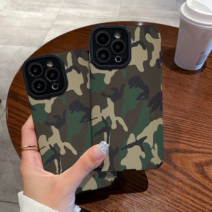 Lens Protection Camouflage Soft Case for iPhone