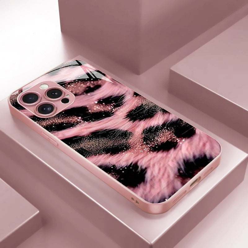 Pink Black Leopard-Print Hard Case for iPhone