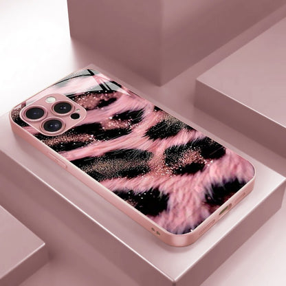 Pink Black Leopard-Print Hard Case for iPhone