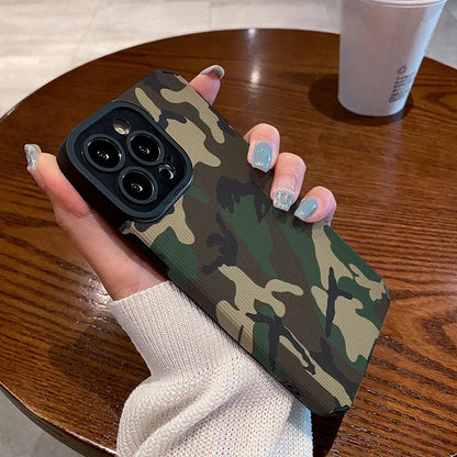 Lens Protection Camouflage Soft Case for iPhone