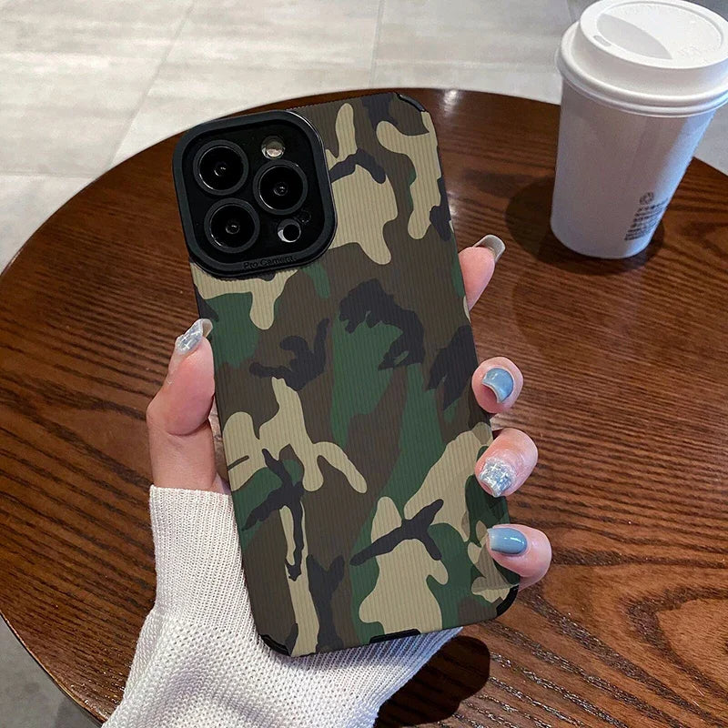 Lens Protection Camouflage Soft Case for iPhone