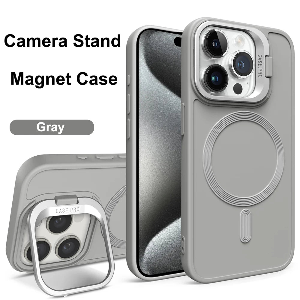Camera Holder Stand Matte Case for iPhone