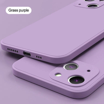 Solid Color Square Liquid Silicone Case For iPhone