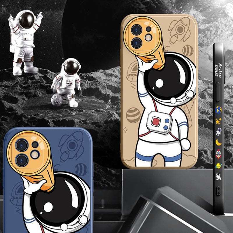 Cartoon Space Astronaut Silicone Case For iPhone