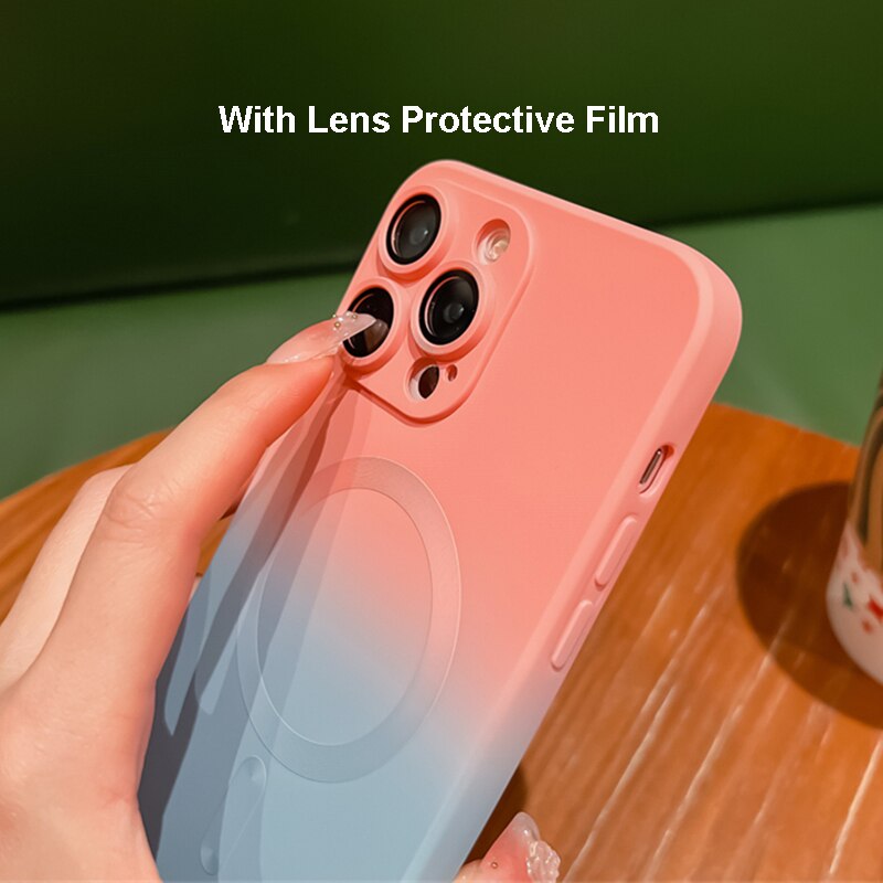 Lens Protective Silicone Magnetic Case for iPhone