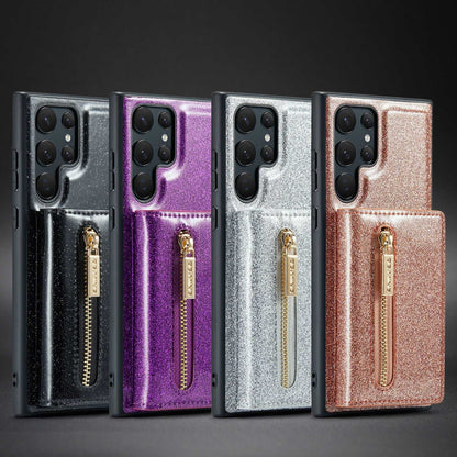 Glitter 2 in 1 Leather Wallet Case For Samsung Galaxy