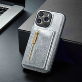 Glitter 2 in 1 Leather Wallet Case For iPhone