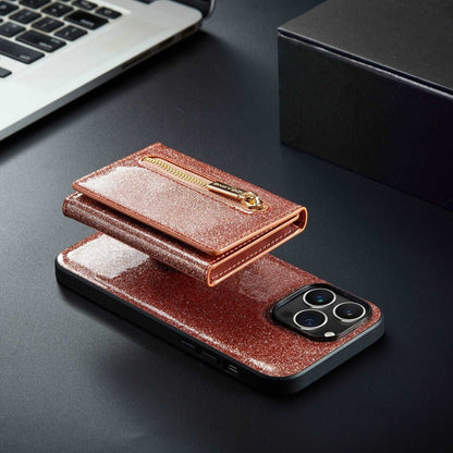 Glitter 2 in 1 Leather Wallet Case For iPhone