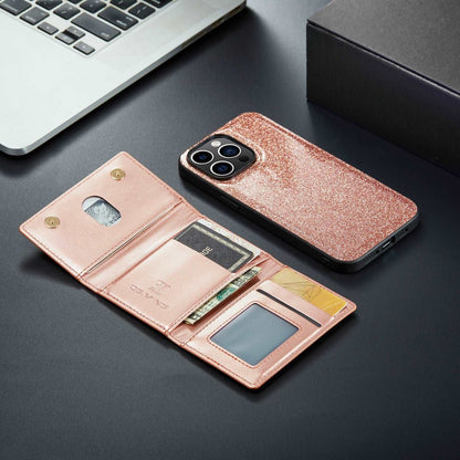 Glitter 2 in 1 Leather Wallet Case For iPhone