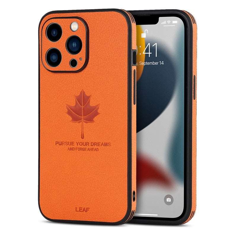 Maple Leaf Leather Shockproof Case For iPhone