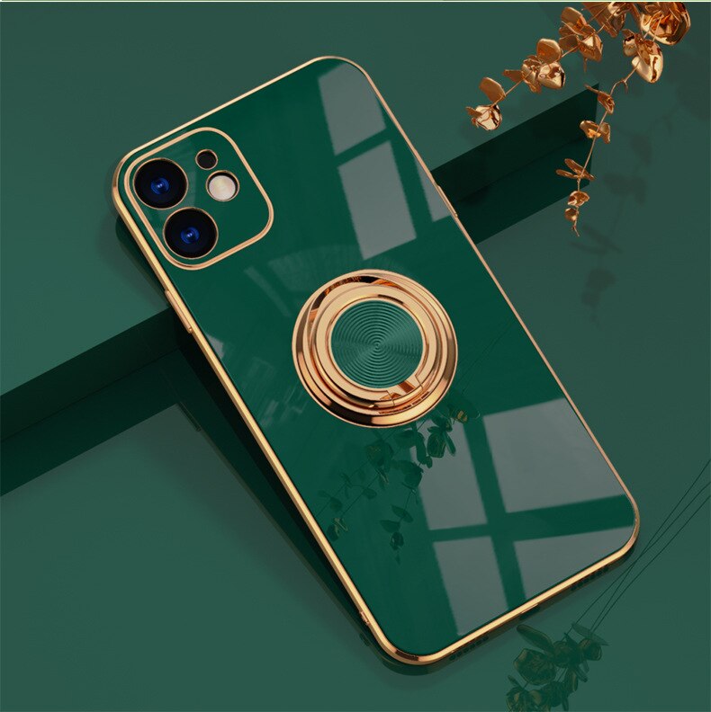 Ring Holder Plating Magnetic Case For iPhone