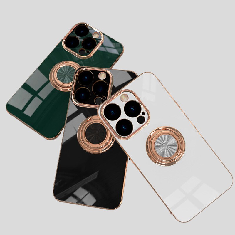 Ring Holder Plating Magnetic Case For iPhone