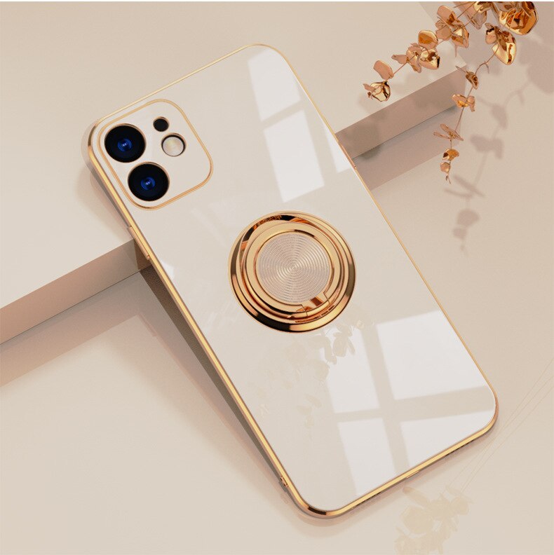 Ring Holder Plating Magnetic Case For iPhone
