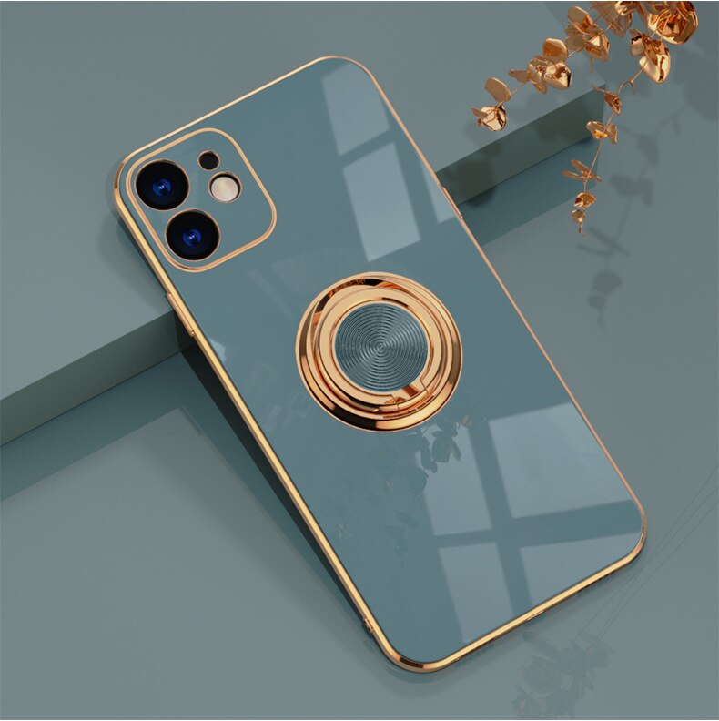 Ring Holder Plating Magnetic Case For iPhone