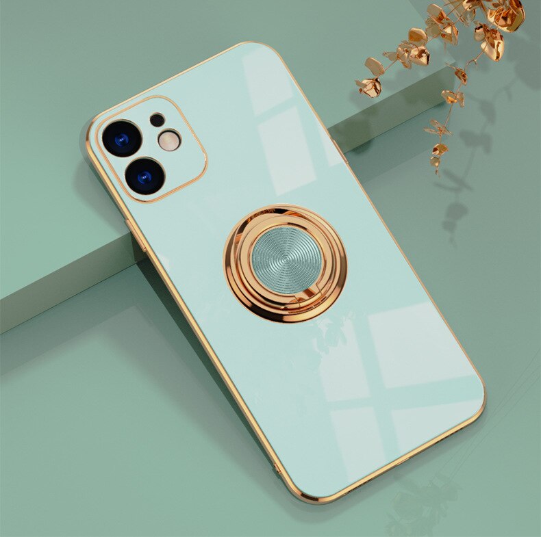 Ring Holder Plating Magnetic Case For iPhone
