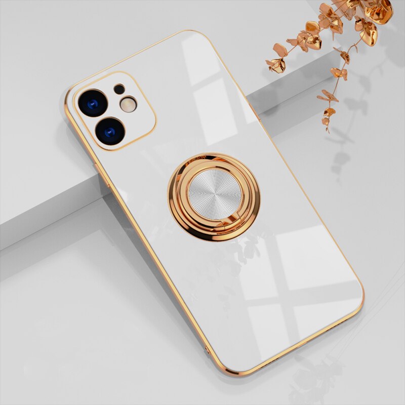Ring Holder Plating Magnetic Case For iPhone