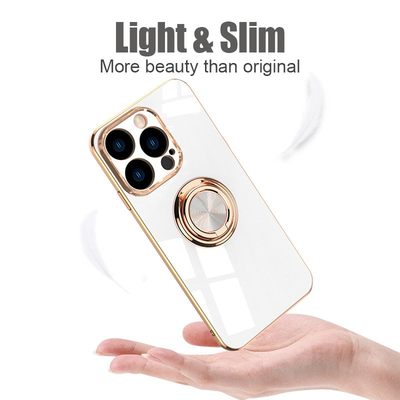 Ring Holder Plating Magnetic Case For iPhone