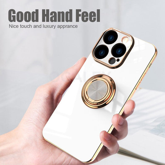 Ring Holder Plating Magnetic Case For iPhone