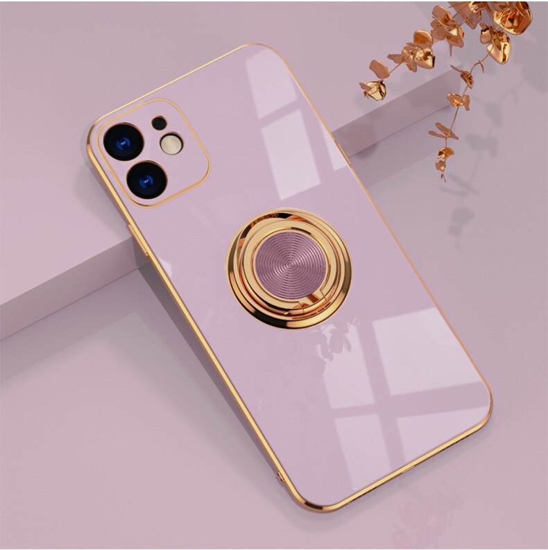 Ring Holder Plating Magnetic Case For iPhone