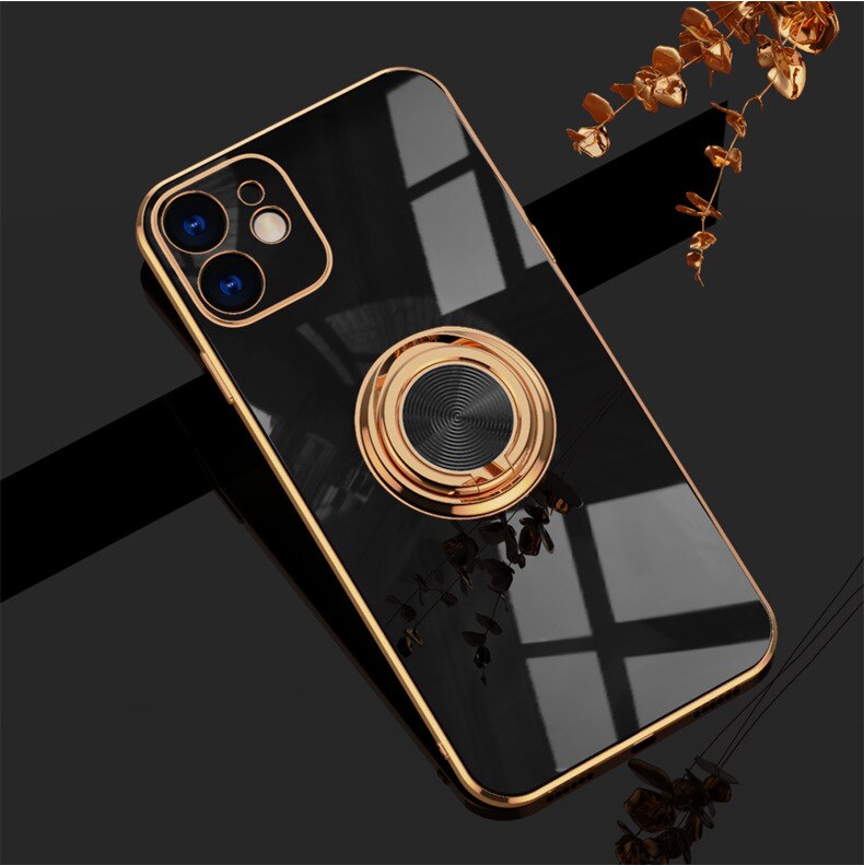 Ring Holder Plating Magnetic Case For iPhone